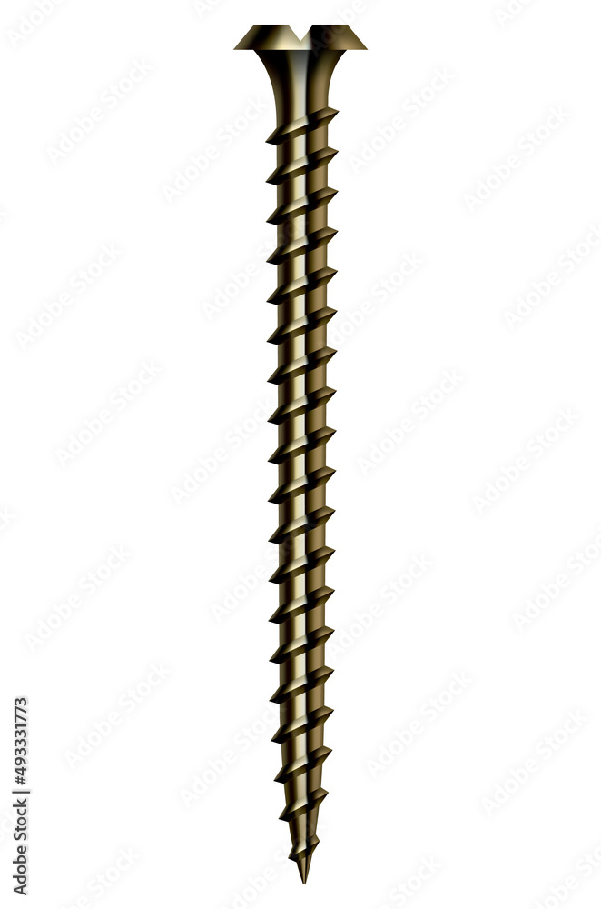 Metal screw side view. Industrial or DIY element for fixing. Isolated realistic vector illustration Metal screw side view. Industrial or DIY element for fixing. Isolated realistic vector illustration