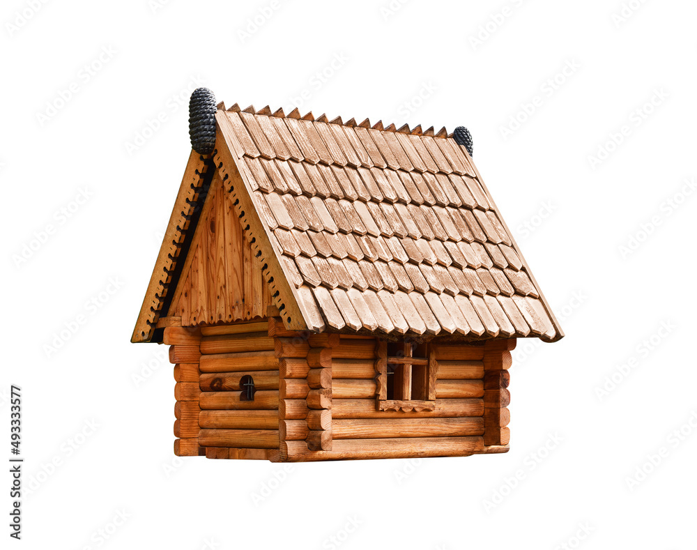 Isolated wooden house, angle view