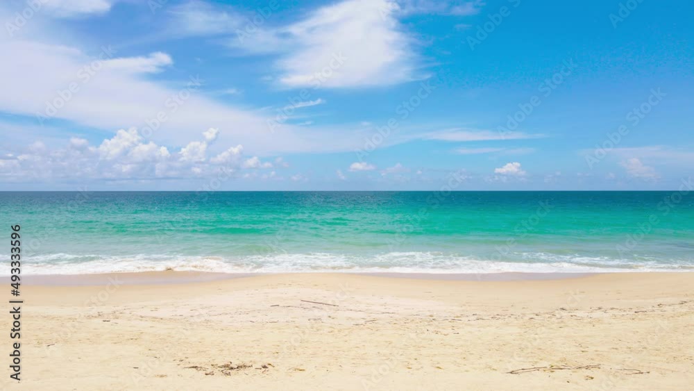 Phuket beach sea. Landscape view of beach sea and sand in summer sun. Beach space area background. At Naiharn beach, Phuket, Thailand. Phuket beach sea. Landscape view of beach sea and sand in summer sun. Beach space area background. At Naiharn beach, Phuket, Thailand.