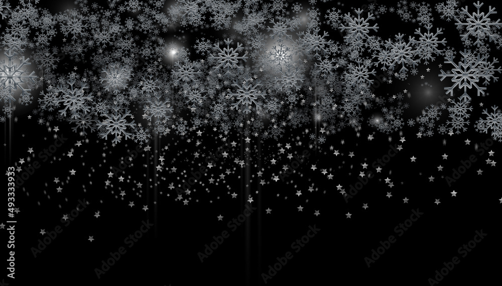 Christmas New Year background with SILVER snowflakes 