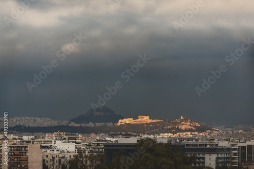 Acropolis in a Pocket of Sunlight on a Cloudy Day photo