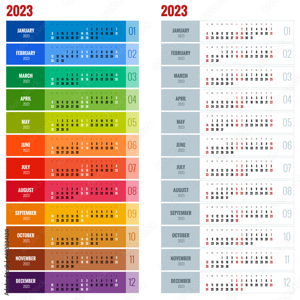 Calendar Planner for 2023. Calendar template for 2023. Stationery