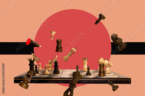 Chess pieces and chess board photo