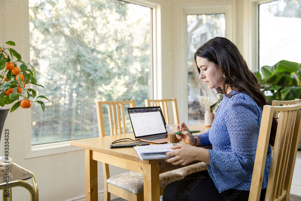 Checking Notes While Working At Home Checking Notes While Working At Home