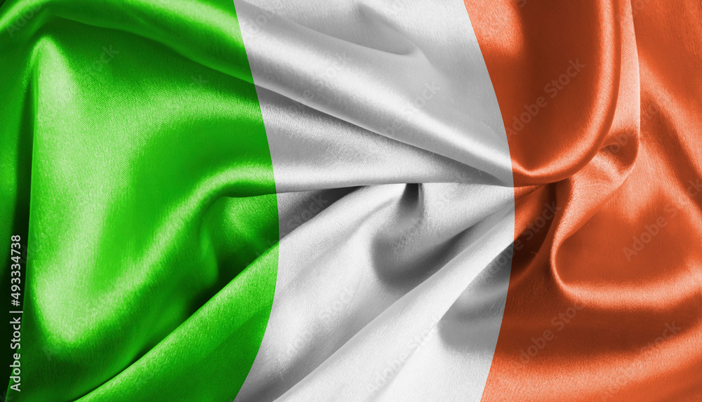 National flag Ireland silk background National flag Ireland silk background