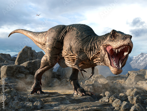 Tyrannosaurus from the Cretaceous era 3D illustration © warpaintcobra