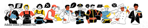Set of people of different professions