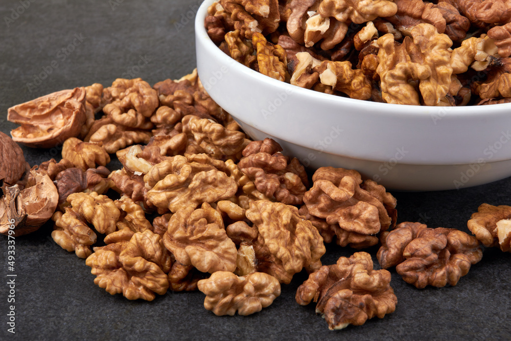Walnuts in white bowl Walnuts in white bowl