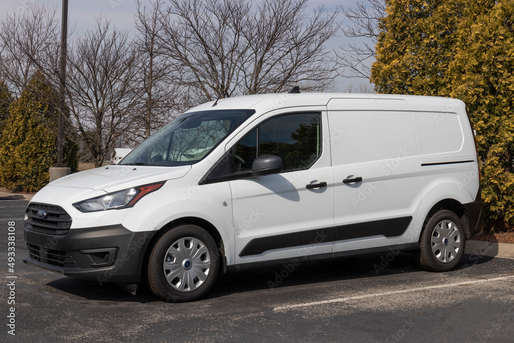 Ford Transit Connect display at a dealership. Ford offers the Transit