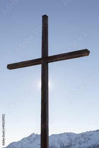 wooden crucifix sculpture.