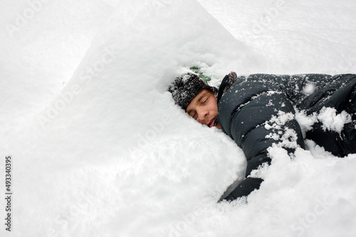 Sleeping in a snowbank