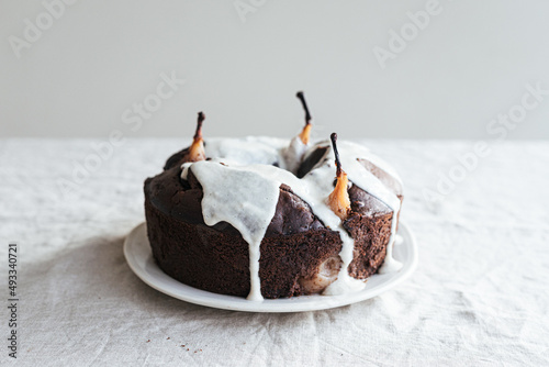 Hidden pear chocolate bundt cake photo