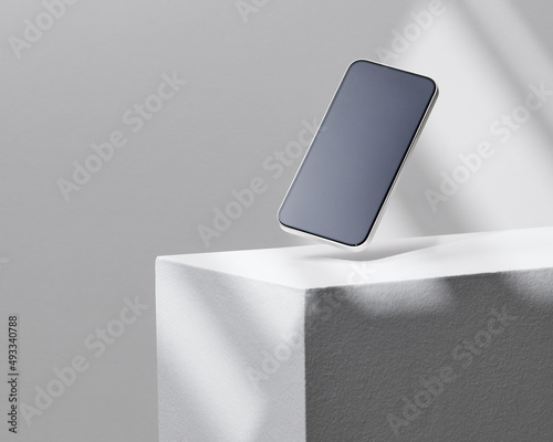 modern mobile phone with blank white screen