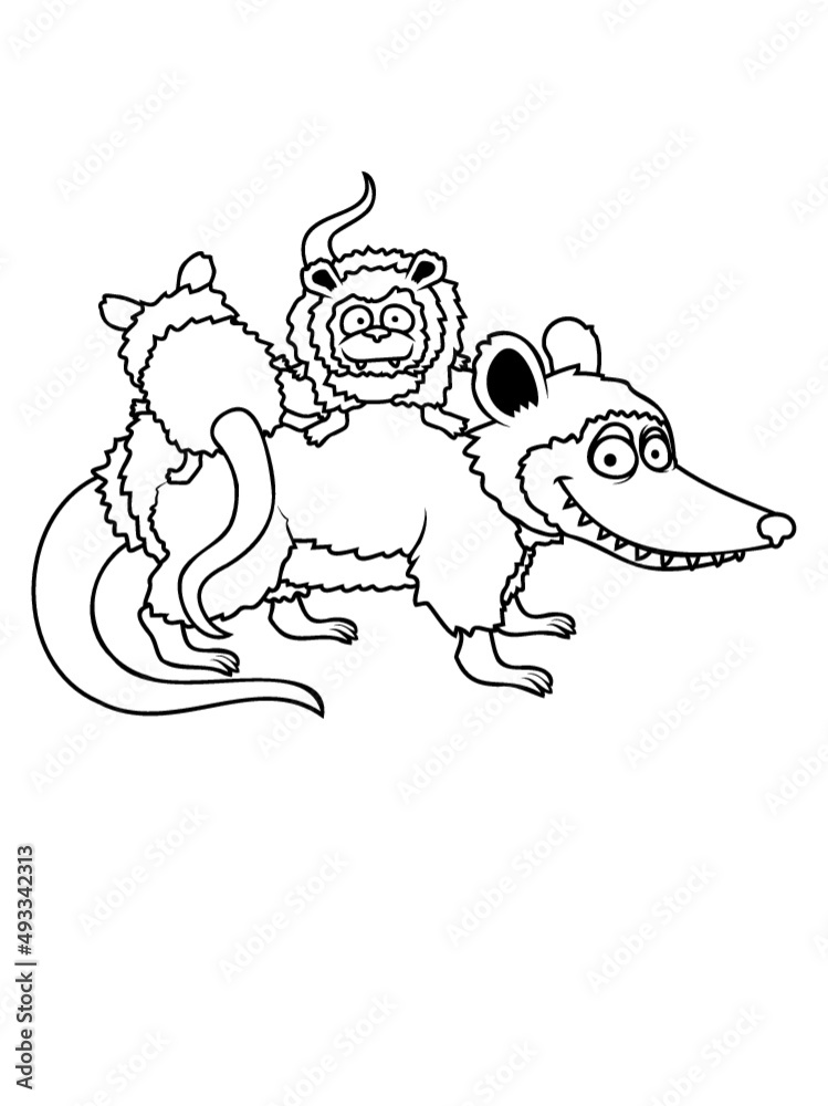 Obraz premium Comic Opossum Familie