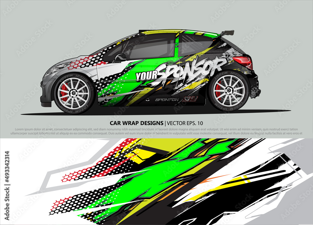 Race car wrap design vector for vehicle vinyl sticker and automotive decal livery Race car wrap design vector for vehicle vinyl sticker and automotive decal livery