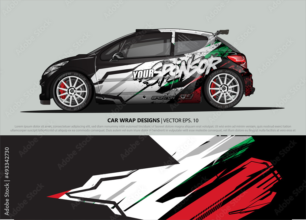 Race car wrap design vector for vehicle vinyl sticker and automotive decal livery Race car wrap design vector for vehicle vinyl sticker and automotive decal livery