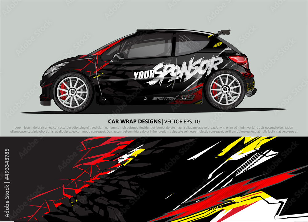 Race car wrap design vector for vehicle vinyl sticker and automotive decal livery
