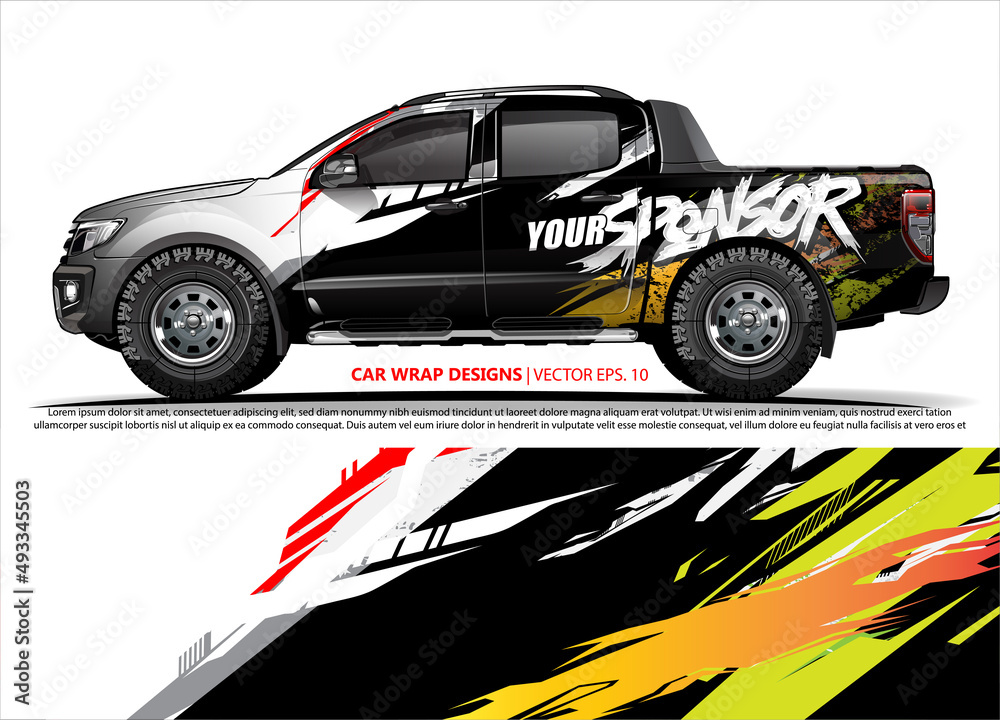 Race car wrap design vector for vehicle vinyl sticker and automotive decal livery
