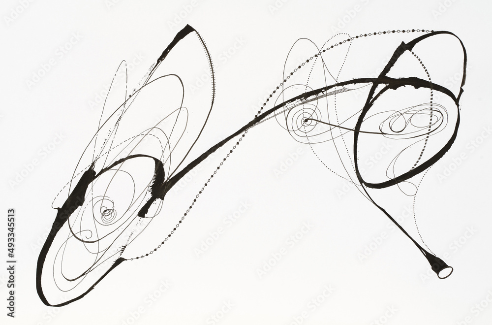 An abstract pen and ink drawing which suggests motion. An abstract pen and ink drawing which suggests motion.