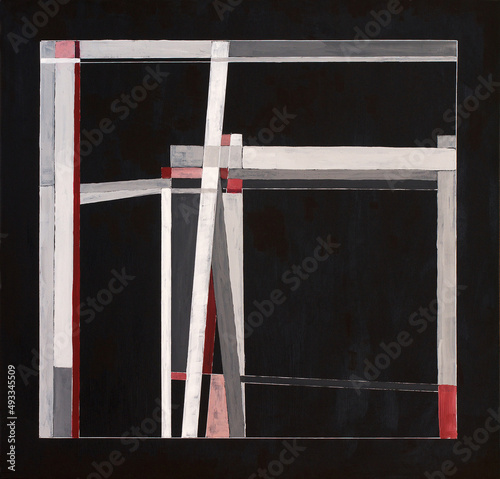An orthogonal  geometric abstract painting.