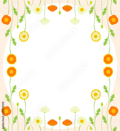 ポピーの花飾りの背景イラスト