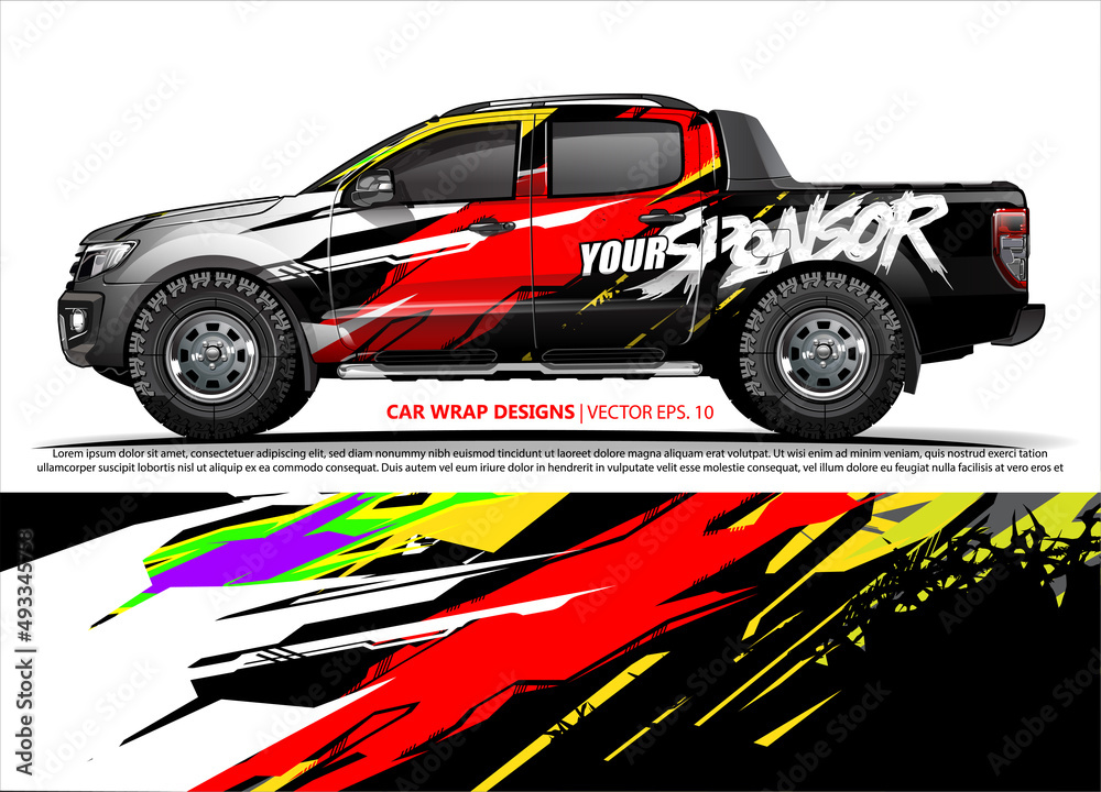 Race car wrap design vector for vehicle vinyl sticker and automotive decal livery
