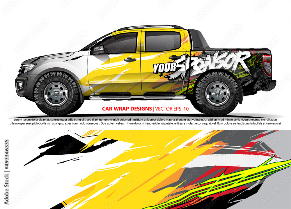 Race car wrap design vector for vehicle vinyl sticker and automotive decal livery
Race car wrap design vector for vehicle vinyl sticker and automotive decal livery
