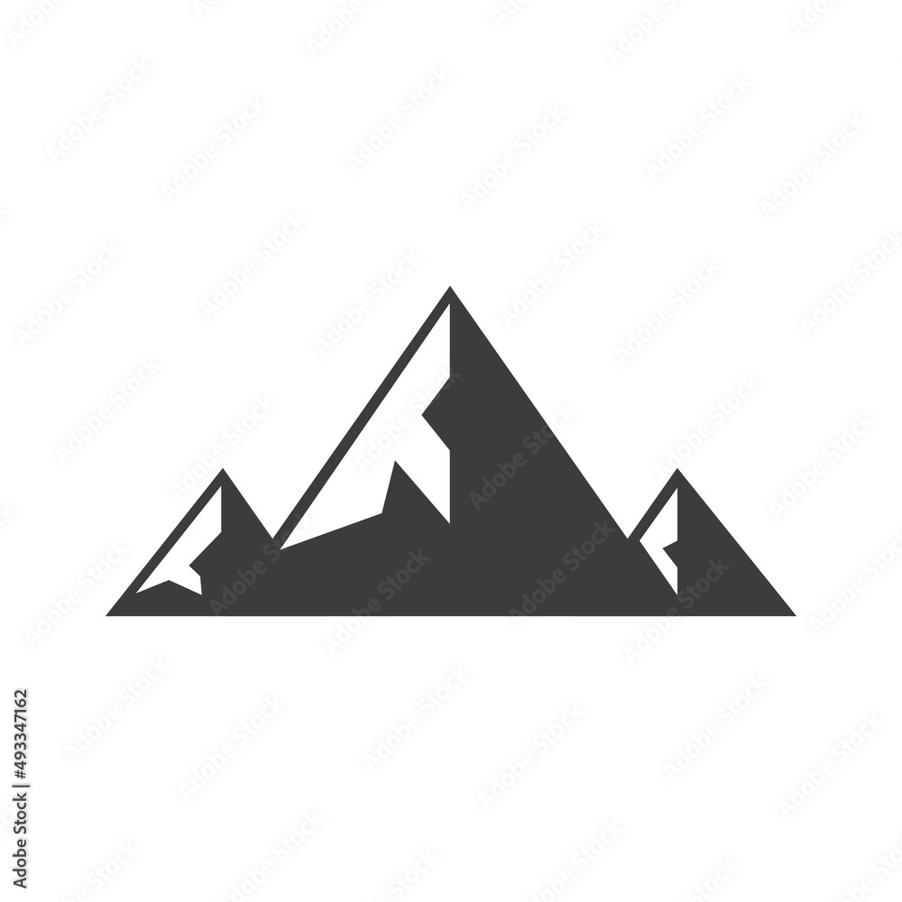 Mountain icon. Mountains black silhouette. Vector isolated on white. Mountain icon. Mountains black silhouette. Vector isolated on white.