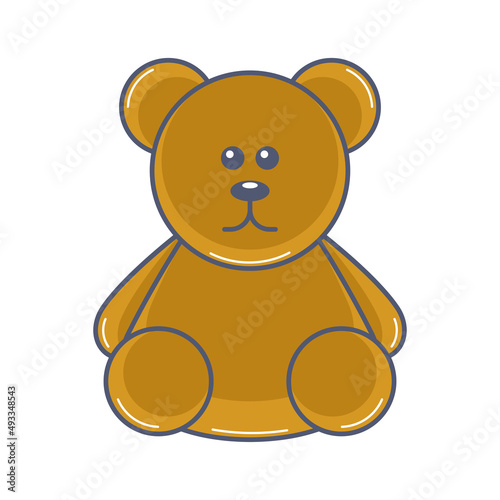 Isolated colored teddy bear toy icon flat design Vector