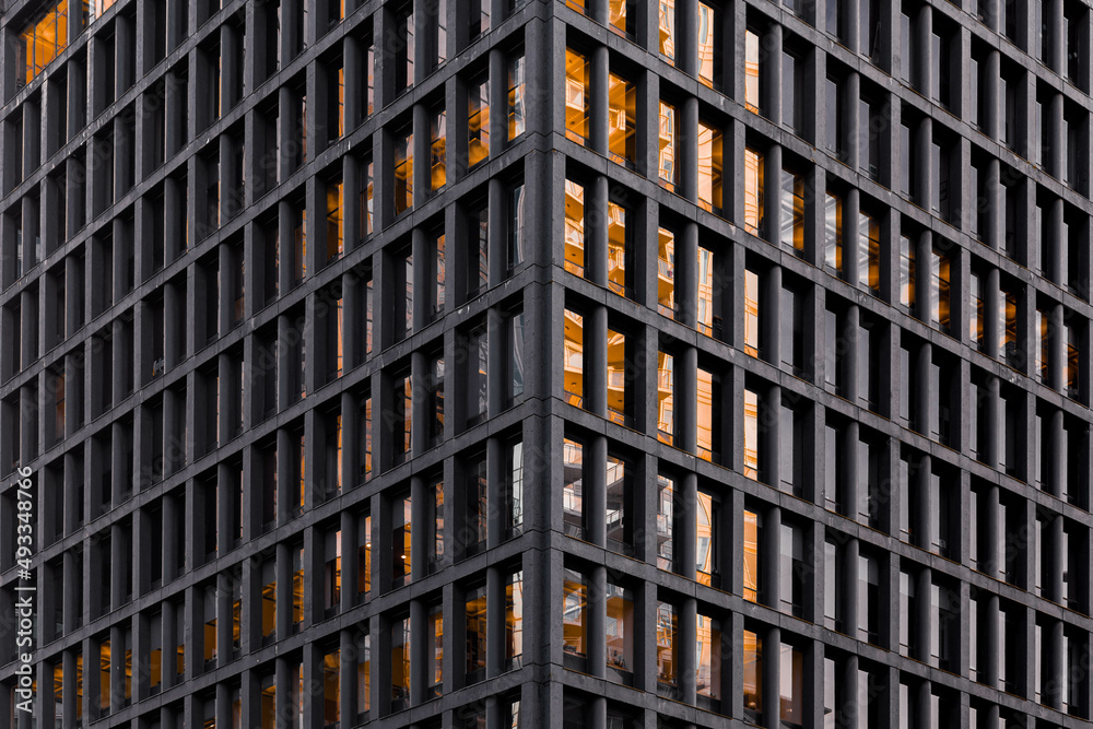 The corner of a black building The corner of a black building
