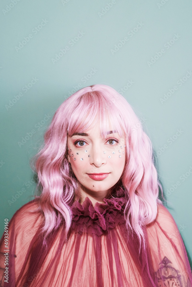 Woman with pink hair Woman with pink hair