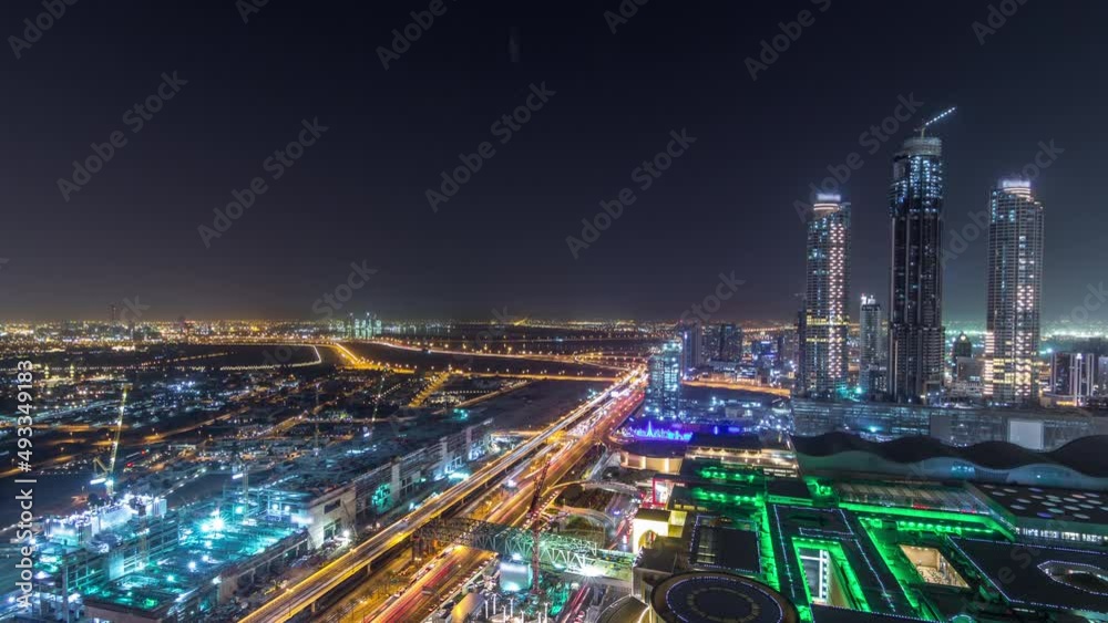 custom made wallpaper toronto digitalDubai downtown night timelapse. Top view from above
