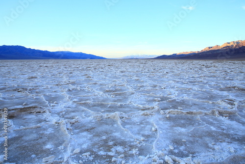 Sunset over the salt flats of Badwater Basin in Death Valley National Park, California-USA