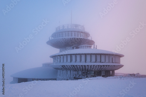 Weather observatory in the fog photo
