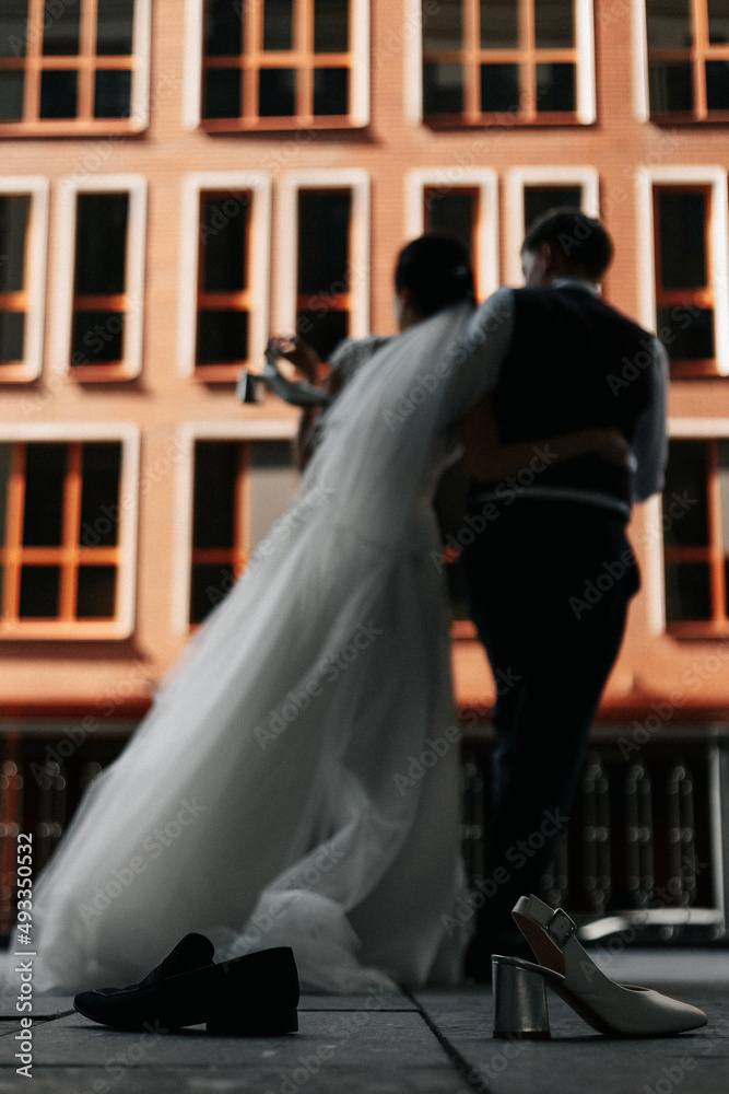bride and groom on the street