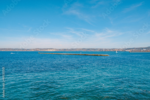 Blue sky and sea in Marseilles