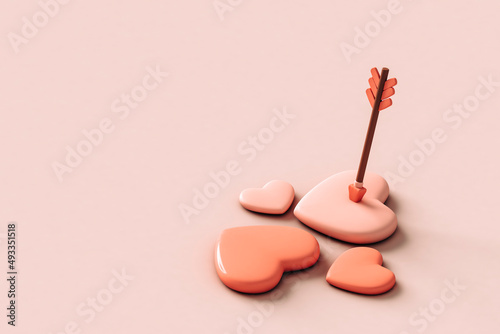 Happy Valentine's day background with hearts and arrow 