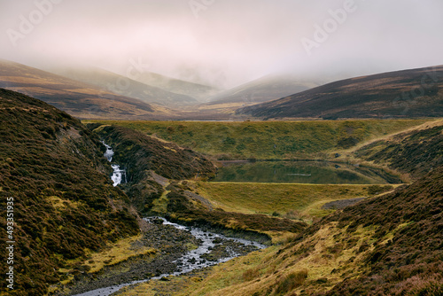 Lowther Hill in cloud at Glen Franka Reservoir photo