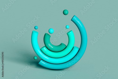 close up of Blue financial chart with sphere. 3d render