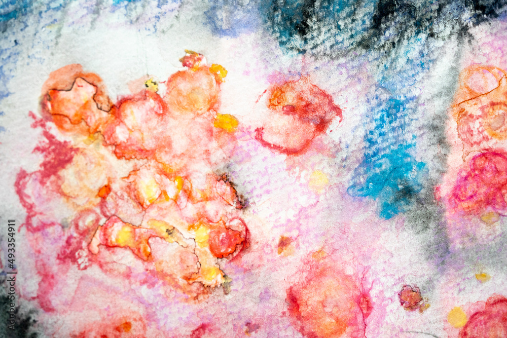 水彩画　水彩　背景　ウオーターカラー　グラフィック　抽象的な　宇宙観　手書き　絵の具　水彩 カラフル　背景　バックグランド　自然　花