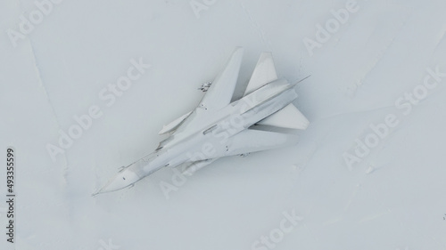 abandoned aircraft in the snow, cold war concept
 photo