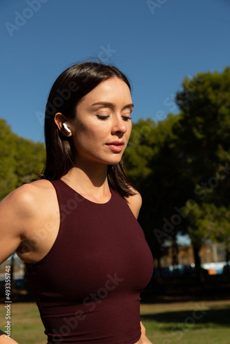 meditative woman outdoors