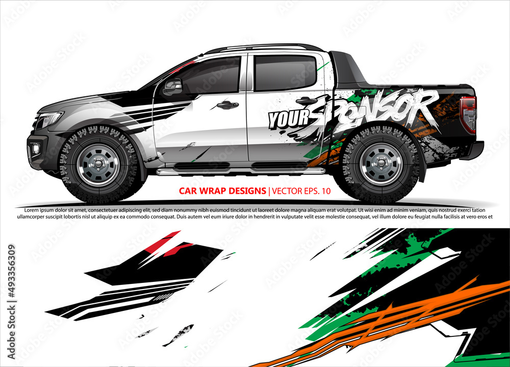rally car livery design vector. abstract race style background for vehicle vinyl sticker wrap
rally car livery design vector. abstract race style background for vehicle vinyl sticker wrap