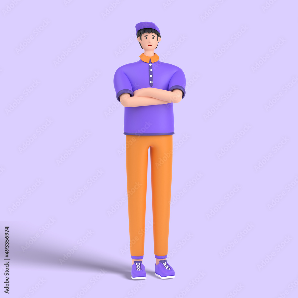 3d male character standing and thinking with arms crossed pose 3d male character standing and thinking with arms crossed pose