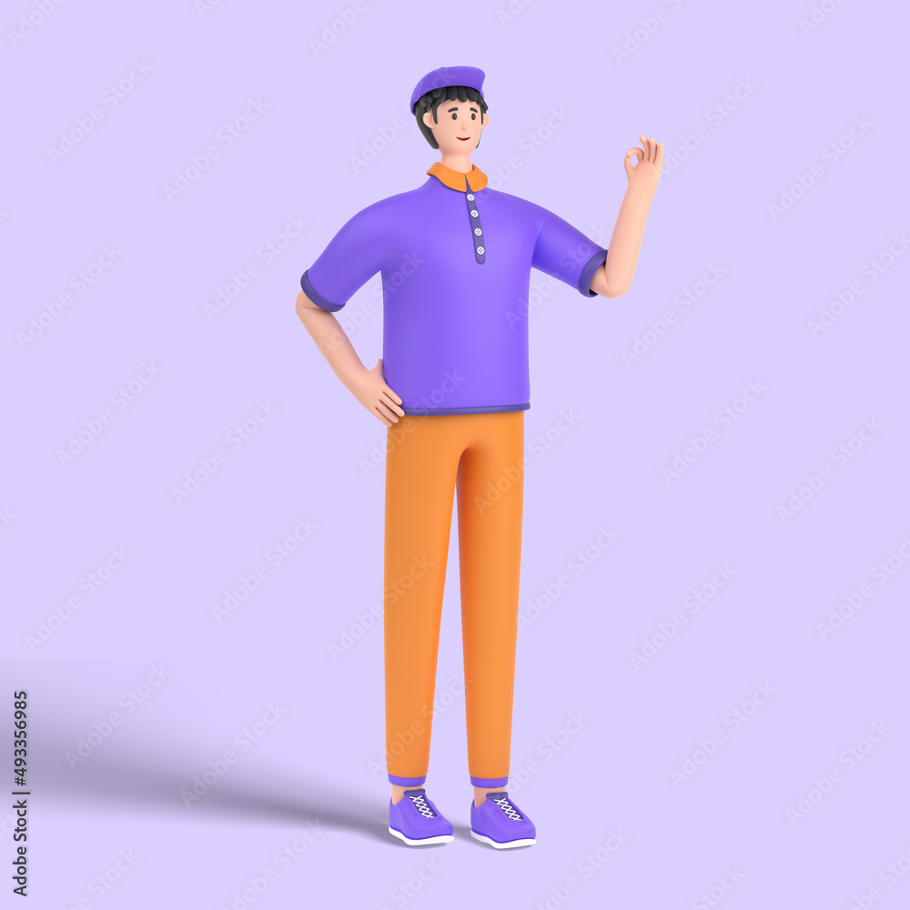 3d male character showing nice gesture pose