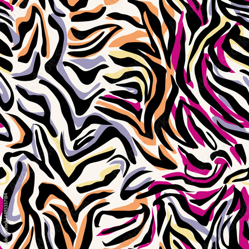 colorful zebra pattern design. Luminous fabric pattern.