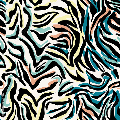 colorful zebra pattern design. Luminous fabric pattern.
