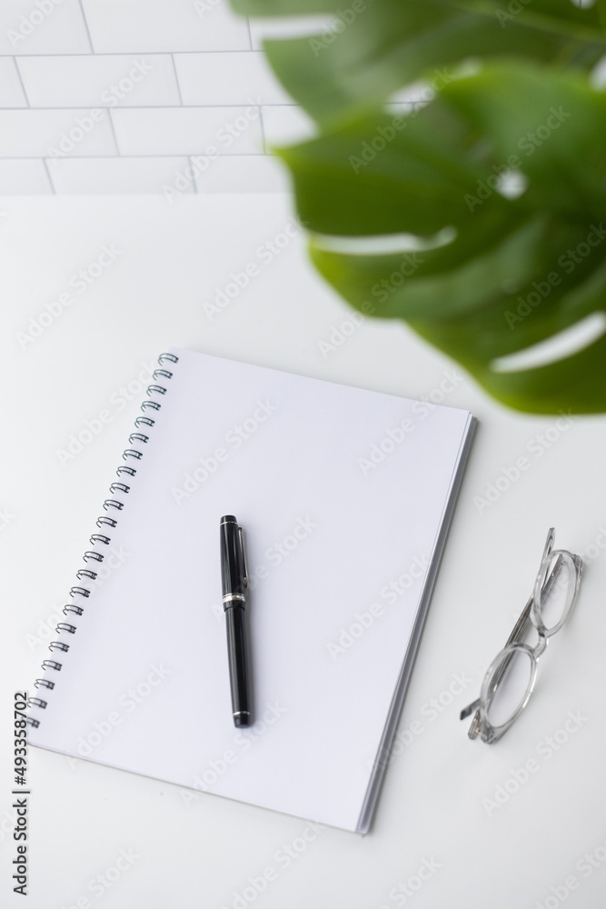 © Lauren Lee/Stocksy - Notebook with blank paper and pen