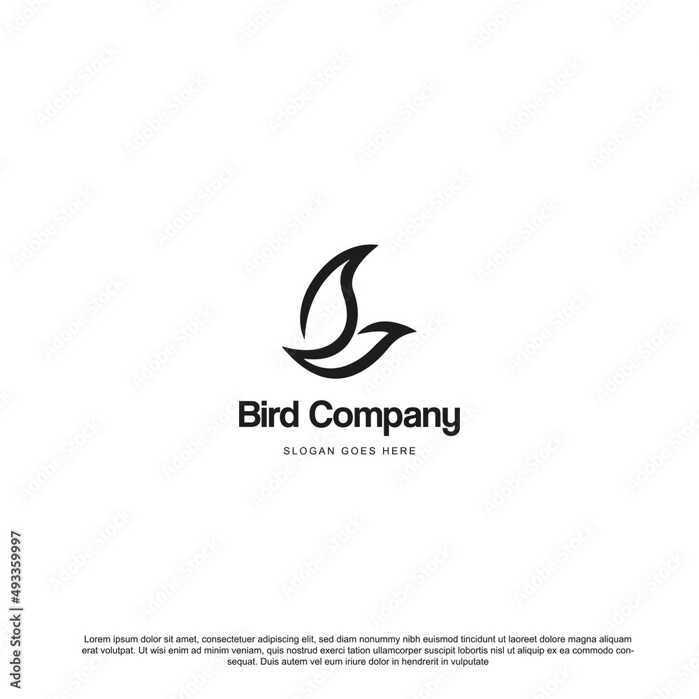 Obraz premium Creative bird logo design. Outline bird logo vector