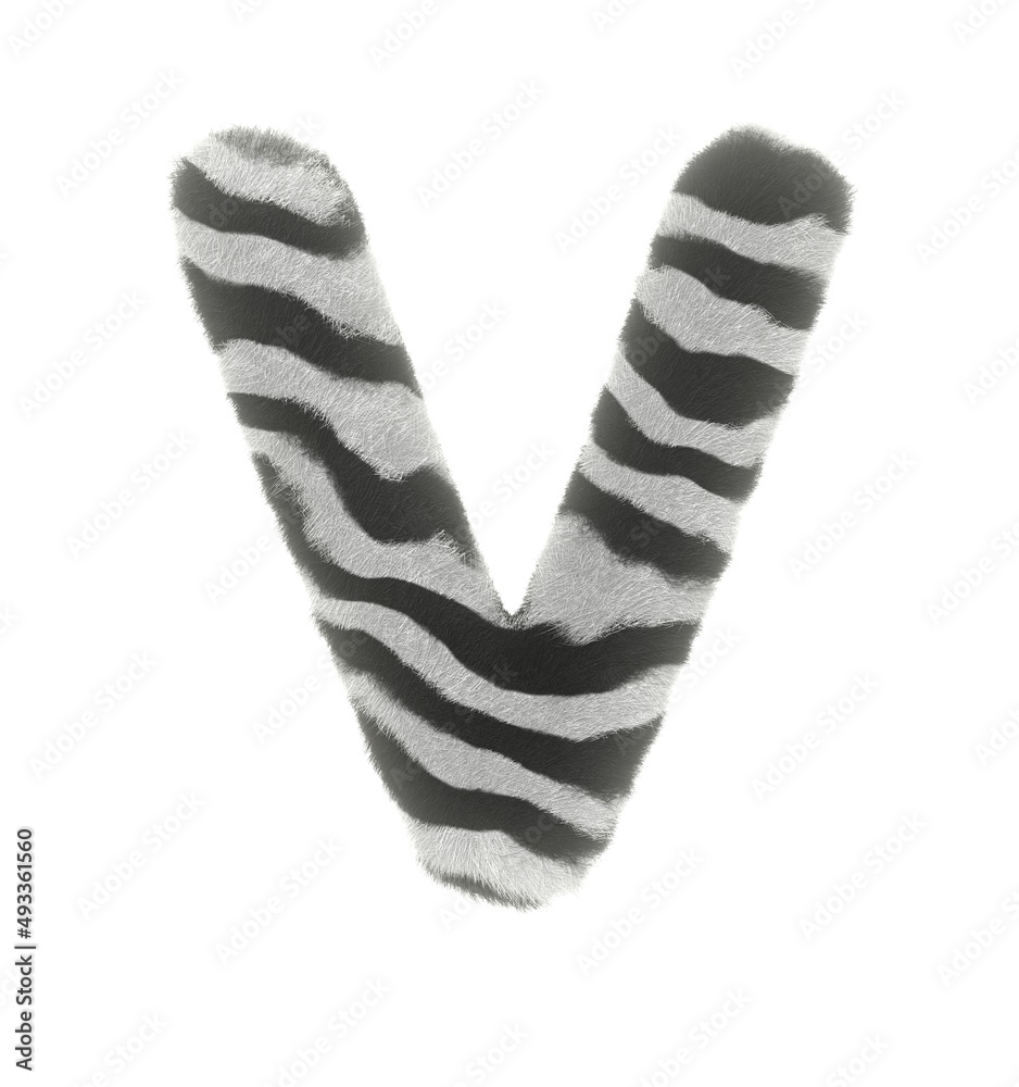 Furry Zebra Themed Font Letter V Furry Zebra Themed Font Letter V